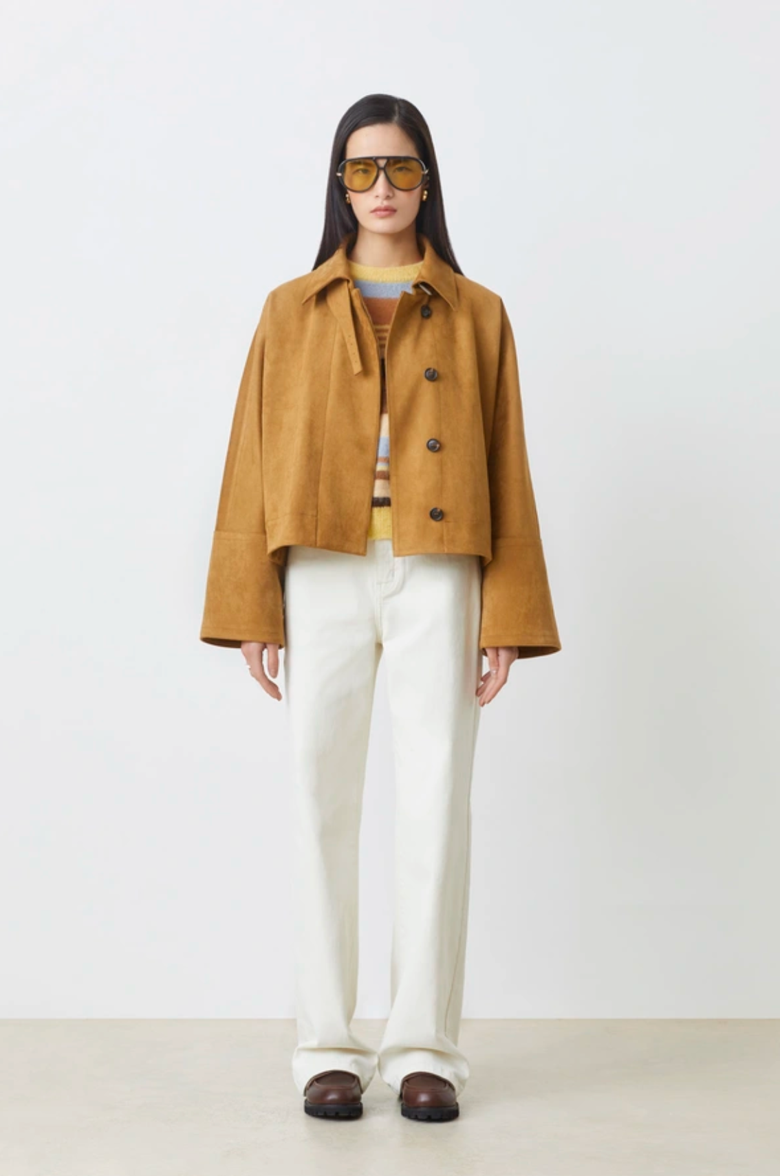 Eloiz Short Simili Suede Coat Camel Jakker